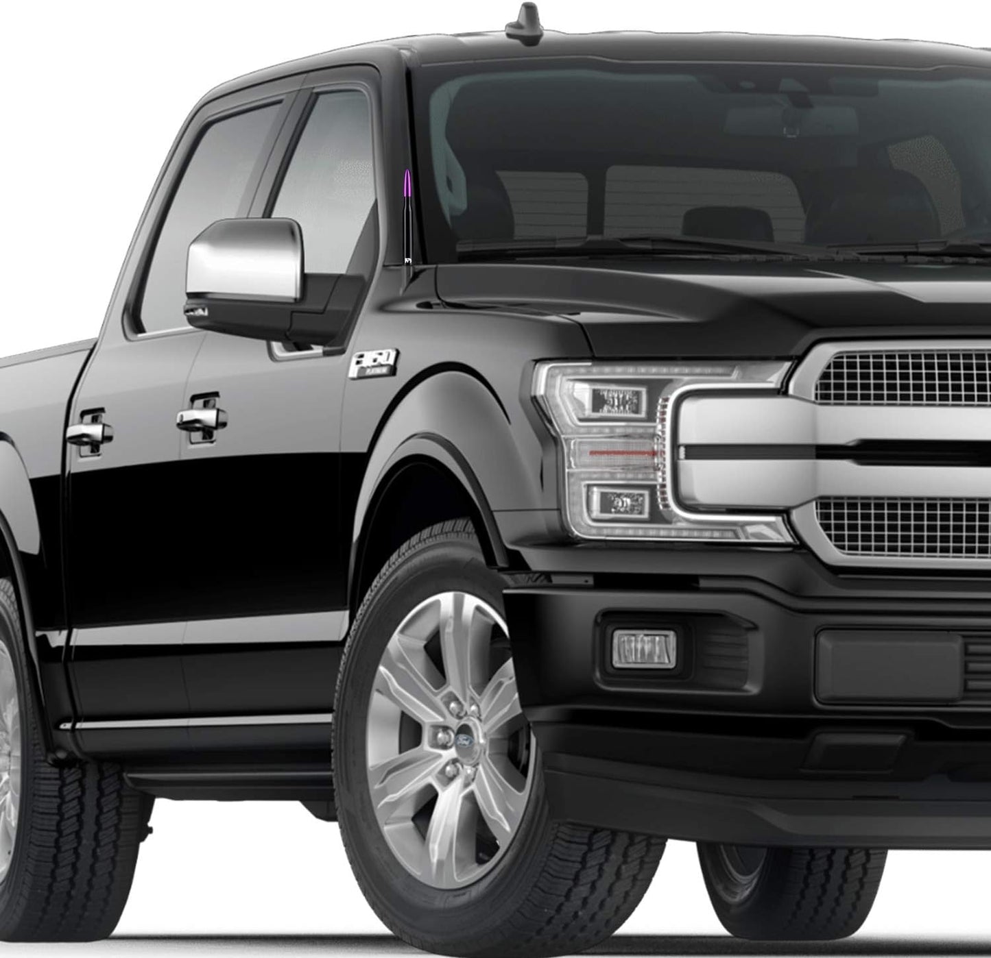 ONE250 Bullet Style Antenna, Compatible with Dodge RAM (RAM 1500, RAM 2500 or RAM 3500 1994-2024) & Ford F-Series (F-150 F-250 F-350 Super Duty Ford Raptor Ranger Trucks 1997-2024) (Silver)