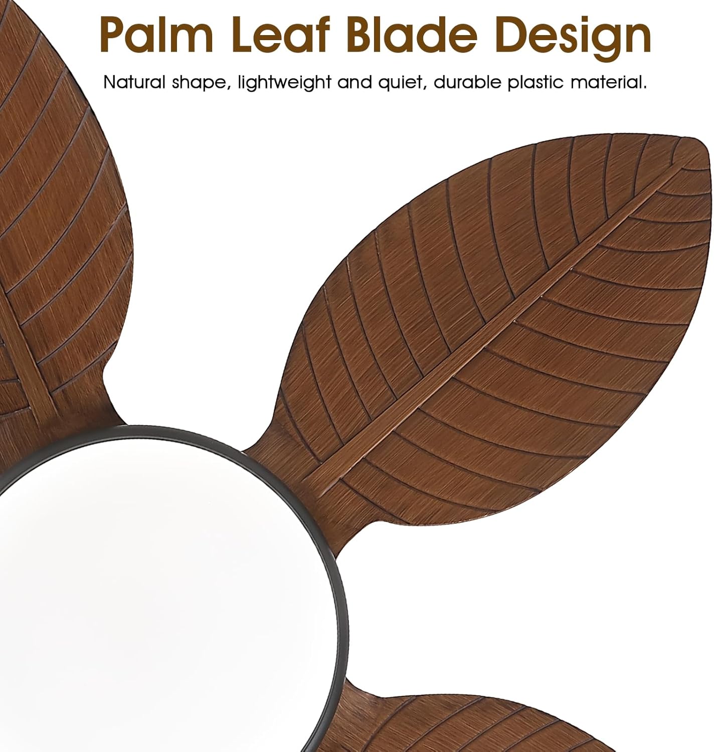 Wiviniya Ceiling Fans with Lights and Remote/APP Control, 44 Inch Tropical Palm Leaf Ceiling Fan with LED Lights, Outdoor Ceiling Fans for Patios Porch, Reversible Quiet Motor, Dimmable, Light Brown