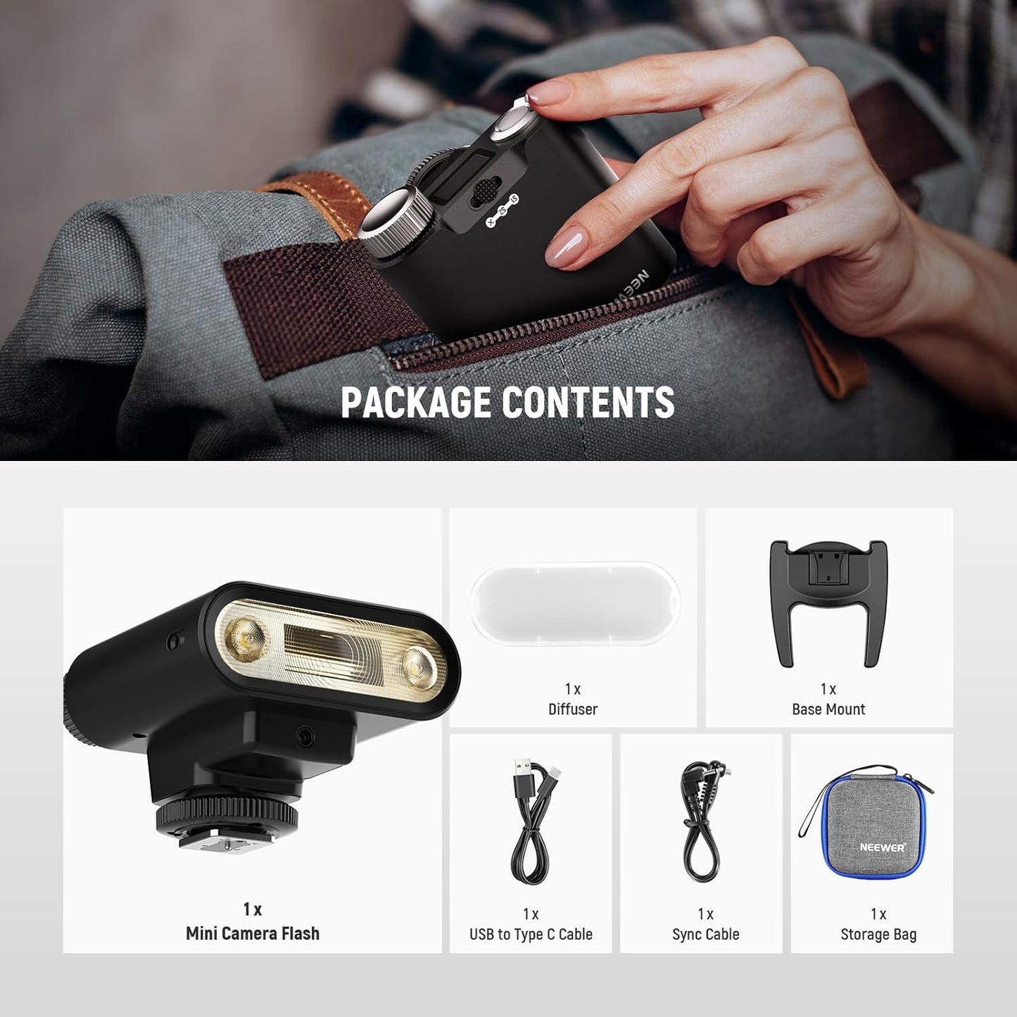 NEEWER Z160 Camera Flash, 22Ws GN14 6000±200K CCT Speedlite, A/M Mode 1/1-1/128 Power, 7.2V/1100mAh Battery, 650 Full Power Light, 1.5s Recycling, Compatible with Canon Nikon Sony Fuji Olympus Cameras