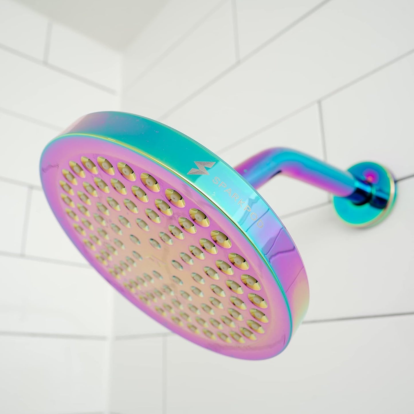 SparkPod Shower Head - High Pressure Rain - Premium Quality Luxury Design - 1-Min Install - Easy Clean Adjustable Replacement for Your Bathroom Shower Heads (Luxury Polished Chrome, 6 Inch Round)