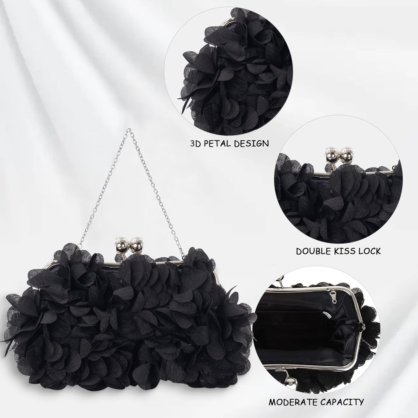 JAMBHALA Clutch Evening Handbags Floral Appliques Small Clutch Purses for Women