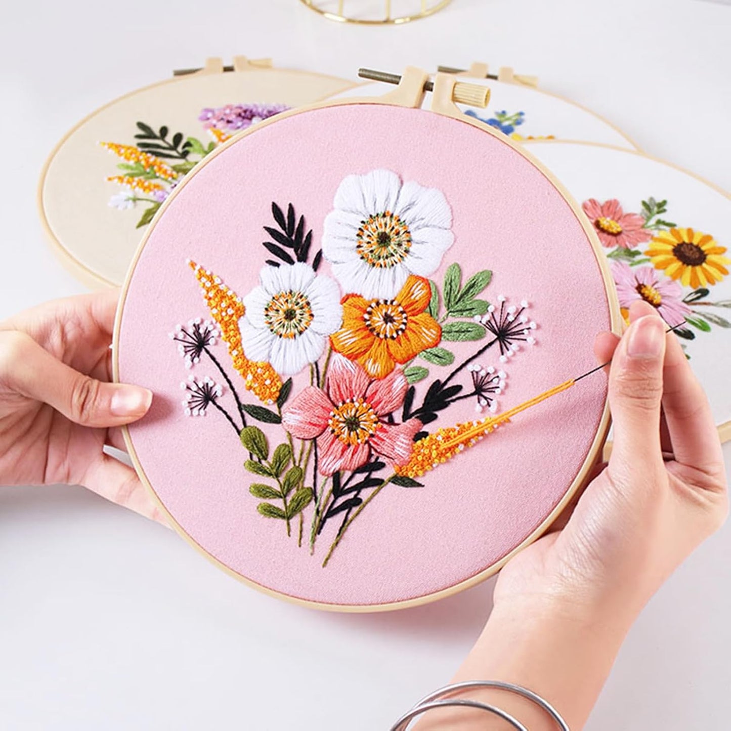Purilite Select 3-Sets Flower Embroidery Kit