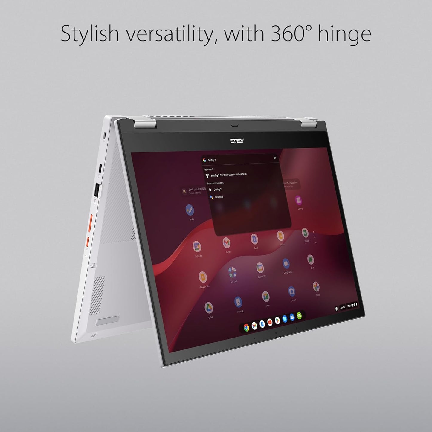 ASUS Chromebook Vibe CX34 Flip Cloud Gaming Laptop, 14" 144Hz Touchscreen Display, Intel® Core™ i5-1235U Processor, 512GB SSD, 16GB RAM, ChromeOS, Pearl White, CX3401FBA-AS51T-CB