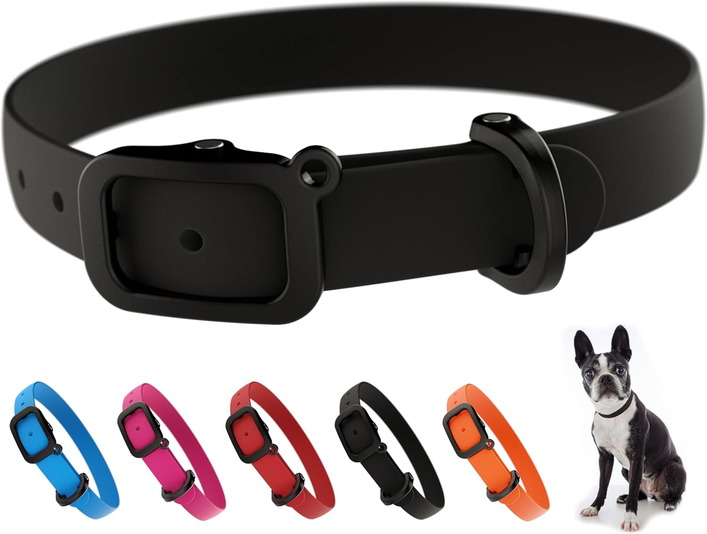 Waterproof Dog Collar - Durable, Comfortable and Adjustable Silicone Dog Collar with Wear Resistant Buckle and ID Tag Ring for Small Dogs by Nuvuq (Black, Small)