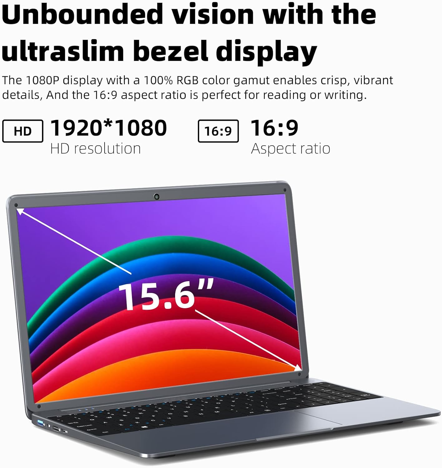 Naclud 15.6 Inch Laptop, 12GB DDR4 512GB SSD, Laptops with Celeron N5095 Processor(Up to 2.9GHz), FHD 1920x1080 Notebook with 2xUSB 3.0, Dual Band WiFi, Bluetooth 4.2(Gray)