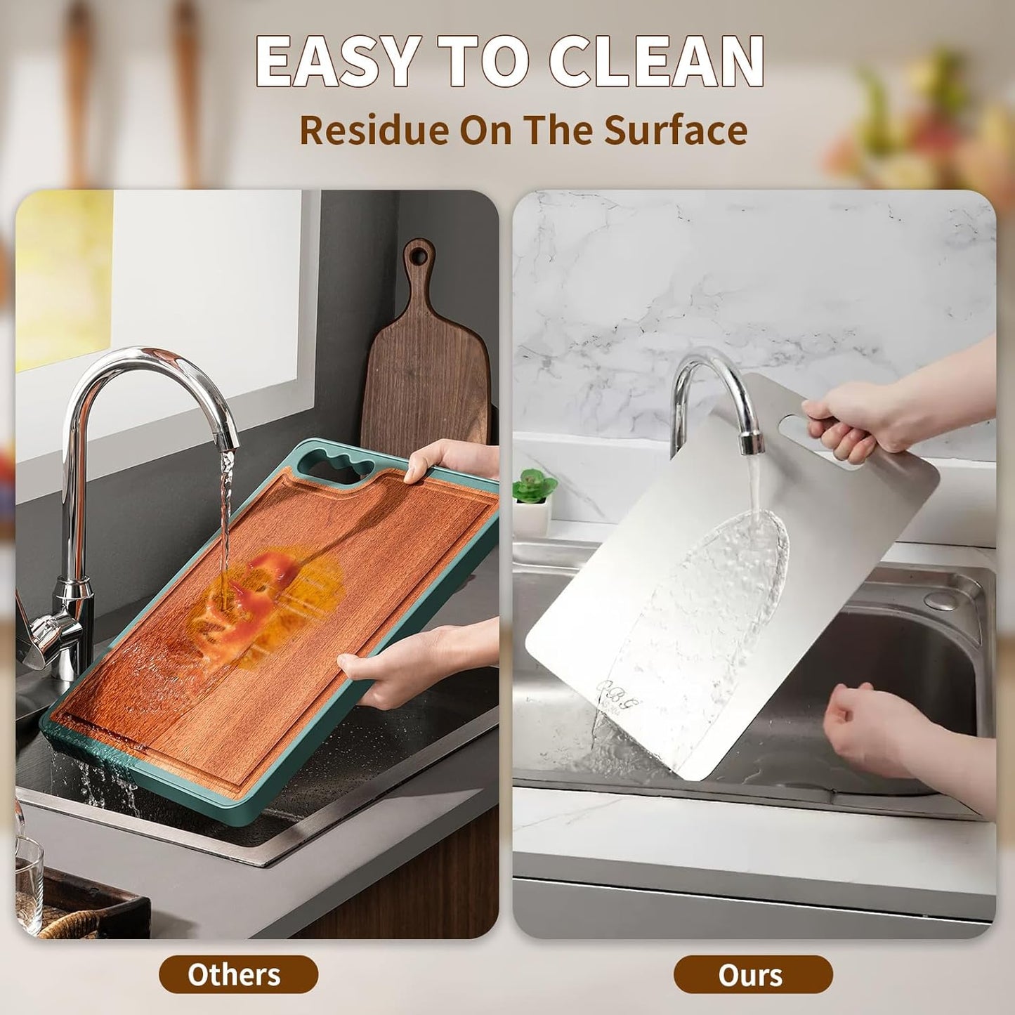 Set of Three Double-Sided Cutting Boards,304 Stainless Steel Cutting Board,Stainless Steel Cutting Board for Vegetables, Meat and Fruit