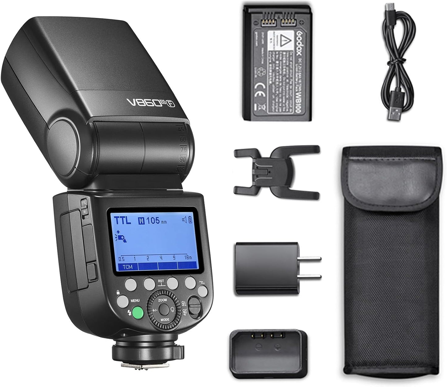 Godox V860III-N Flash for Nikon Camera Flash Speedlite Speedlight 7.2V/2600mAh Li-ion Battery, 2.4G Wireless HSS 1/8000 1.5s Recycle Time 10 Levels LED Modeling Light for Nikon (Upgraded V860II-N)