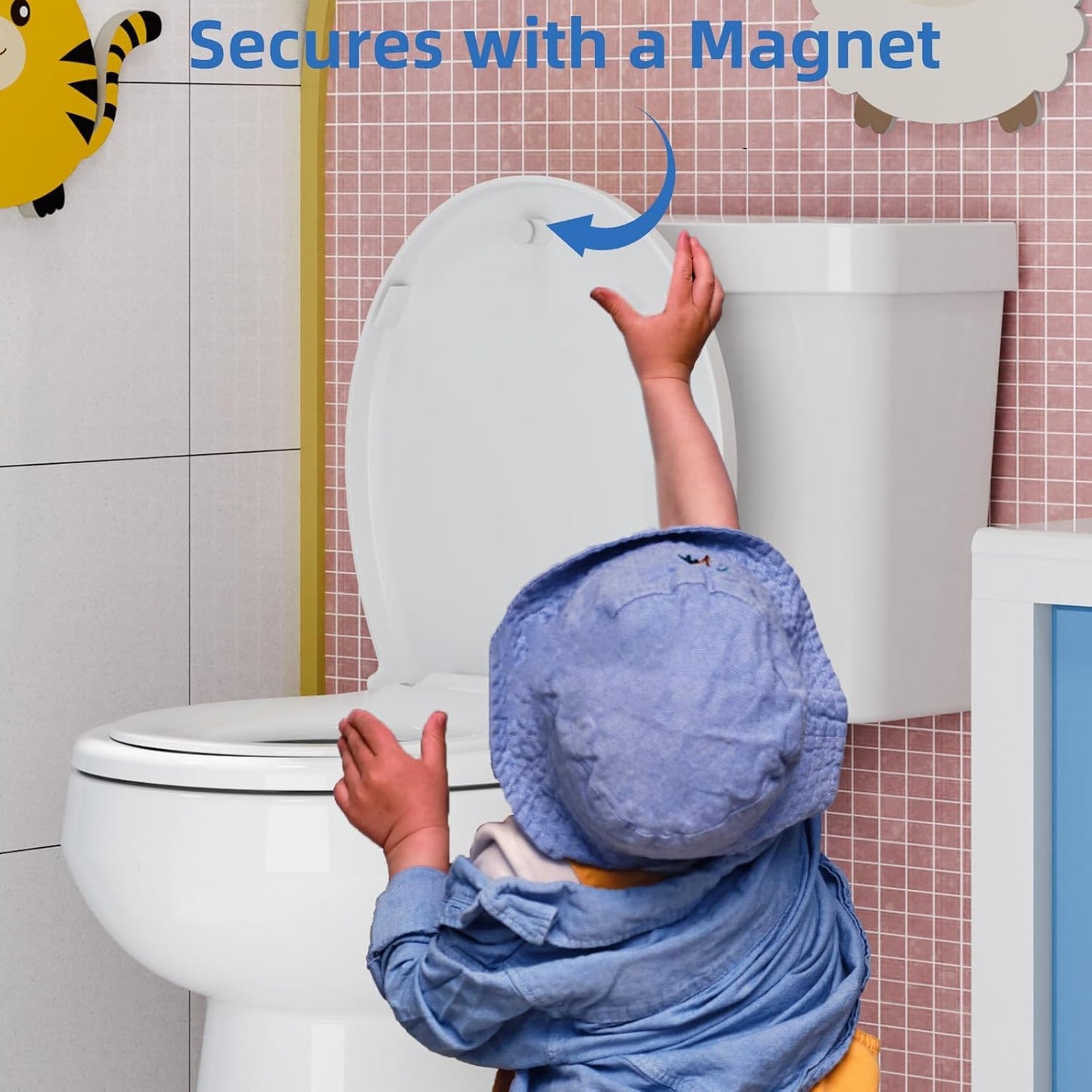 Homfan Elongated Soft-Close Toilet Seat with Built-in Toddler Potty Training Seat – Easy Installation, Durable & Quiet Close, Fits Adult & Child, Includes Quick-Detach Hinges
