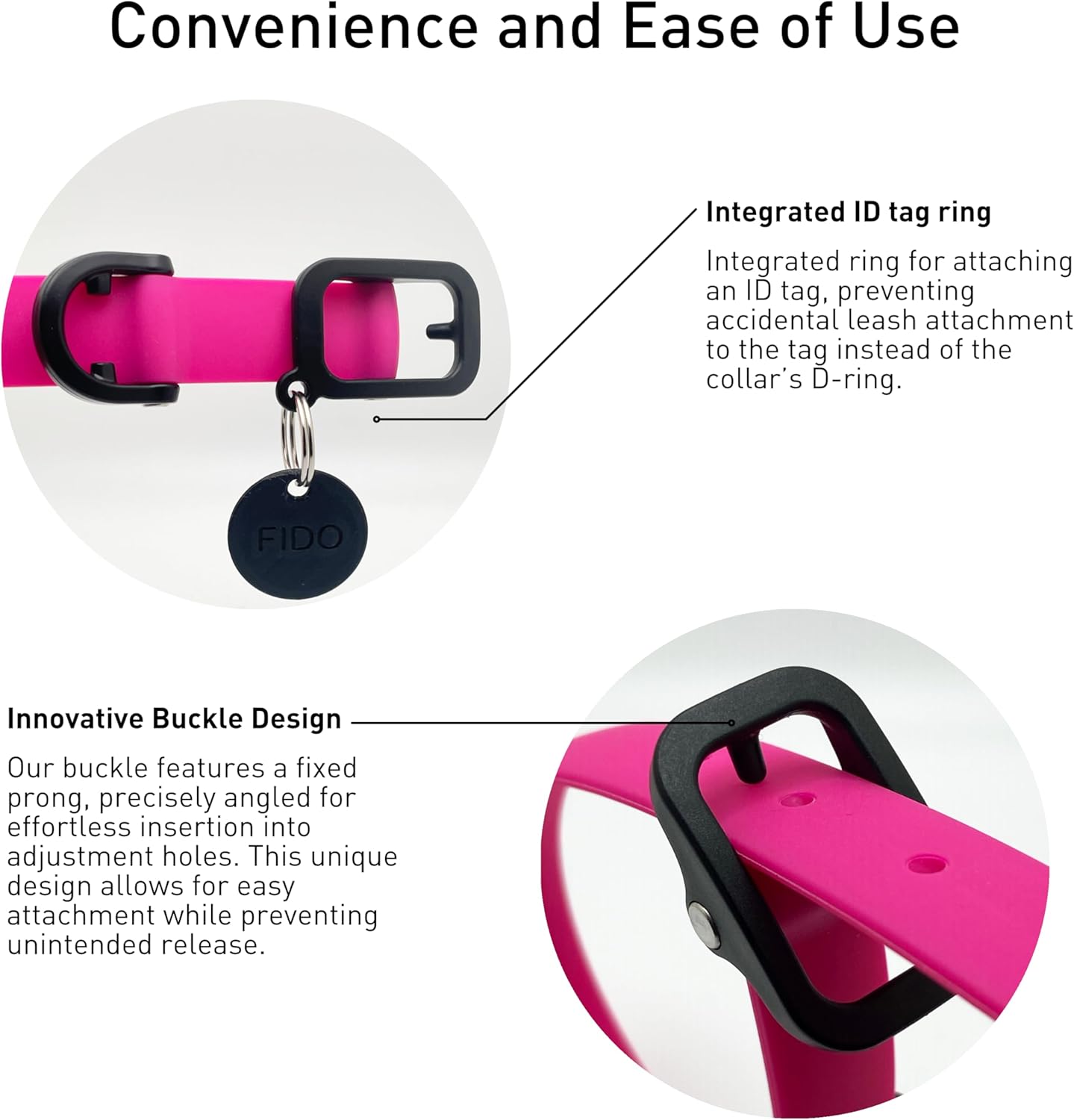 Waterproof Dog Collar - Durable, Comfortable and Adjustable Silicone Dog Collar with Wear Resistant Buckle and ID Tag Ring for Small Dogs by Nuvuq (Black, Small)