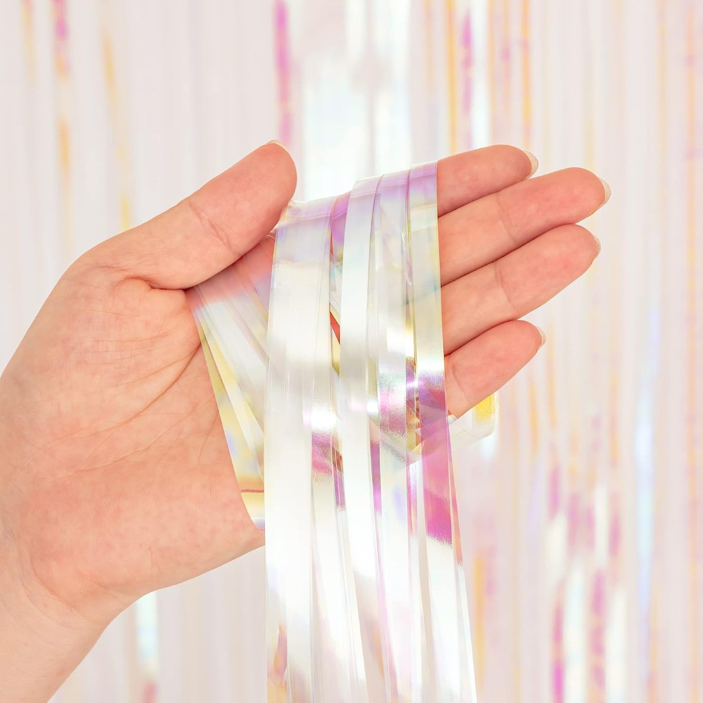 BRAVESHINE Pink Glitter Tinsel Foil Fringe Curtain - 2 Pcs 3.2x8.2 ft Metallic Party Supplies Photo Backdrop for Girl Princess Birthday Unicorn Bachelorette Butterfly Bridal Shower Party Decorations