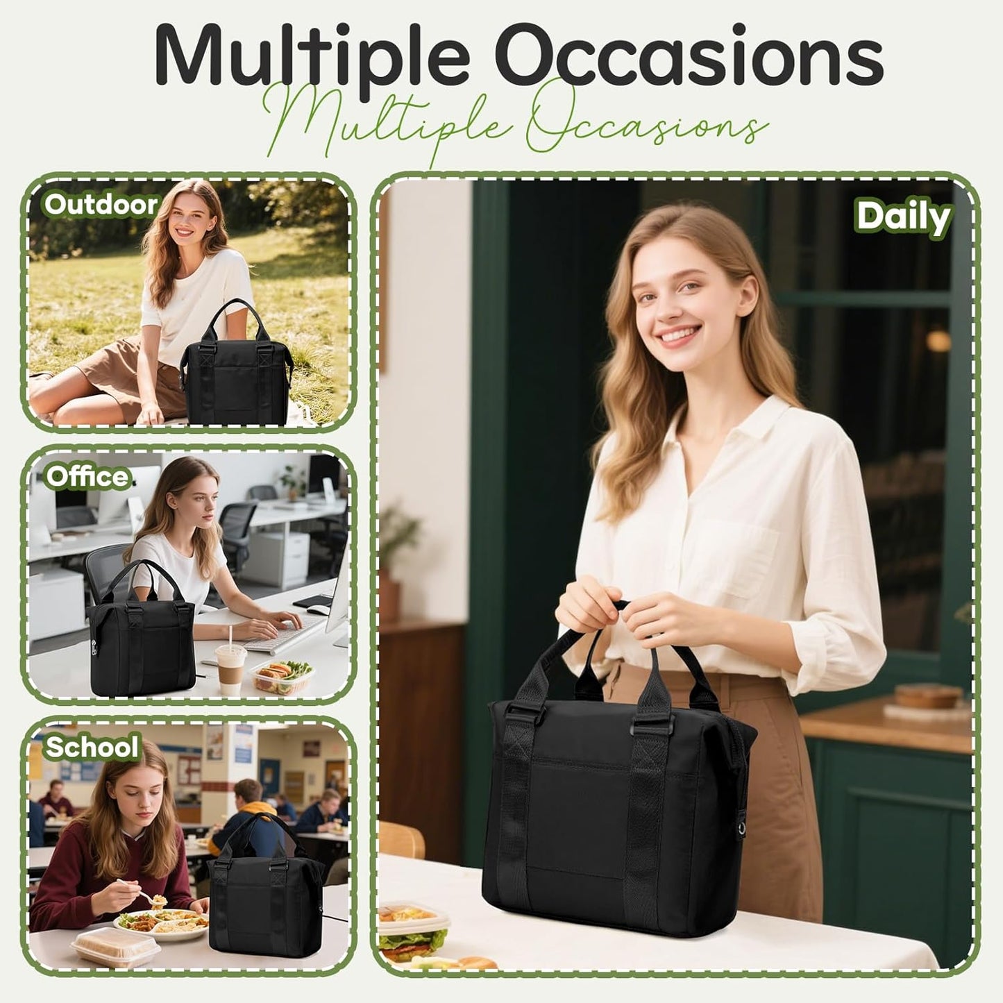 Lunch Bag Insulated Lunch Box Leakproof Lunch Tote Bags for Women Men,Portable Thermal Cooler Bag Lunch Containers with Shoulder Strap for Work, Family, Picnic, School, Outdoor,BBQ C2-Pinkpurple