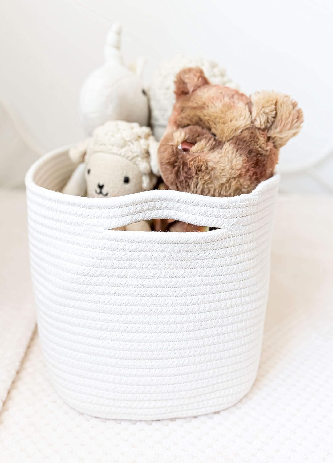 OrganiHaus Soft Woven Baskets for Storage Organization Set of 3, Cotton Rope Nursery Storage Baskets for Shelves, Square Book Bins, Bathroom Towel Hamper, Dog Toy Bins, Panier Rangement - Light Honey