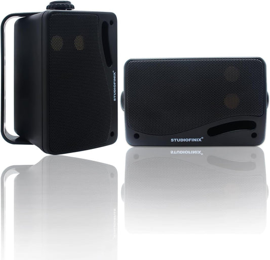 STUDIOFINIX Waterproof Outdoor Speakers Passive Wired-3.5 Inch 3 Way 200W Surface Marine &Wall Mount Speakers- Heavy Duty ABS Grill, Suitable for Home, Boat, Poolside, Patio, Indoor Outdoor Use(Black)