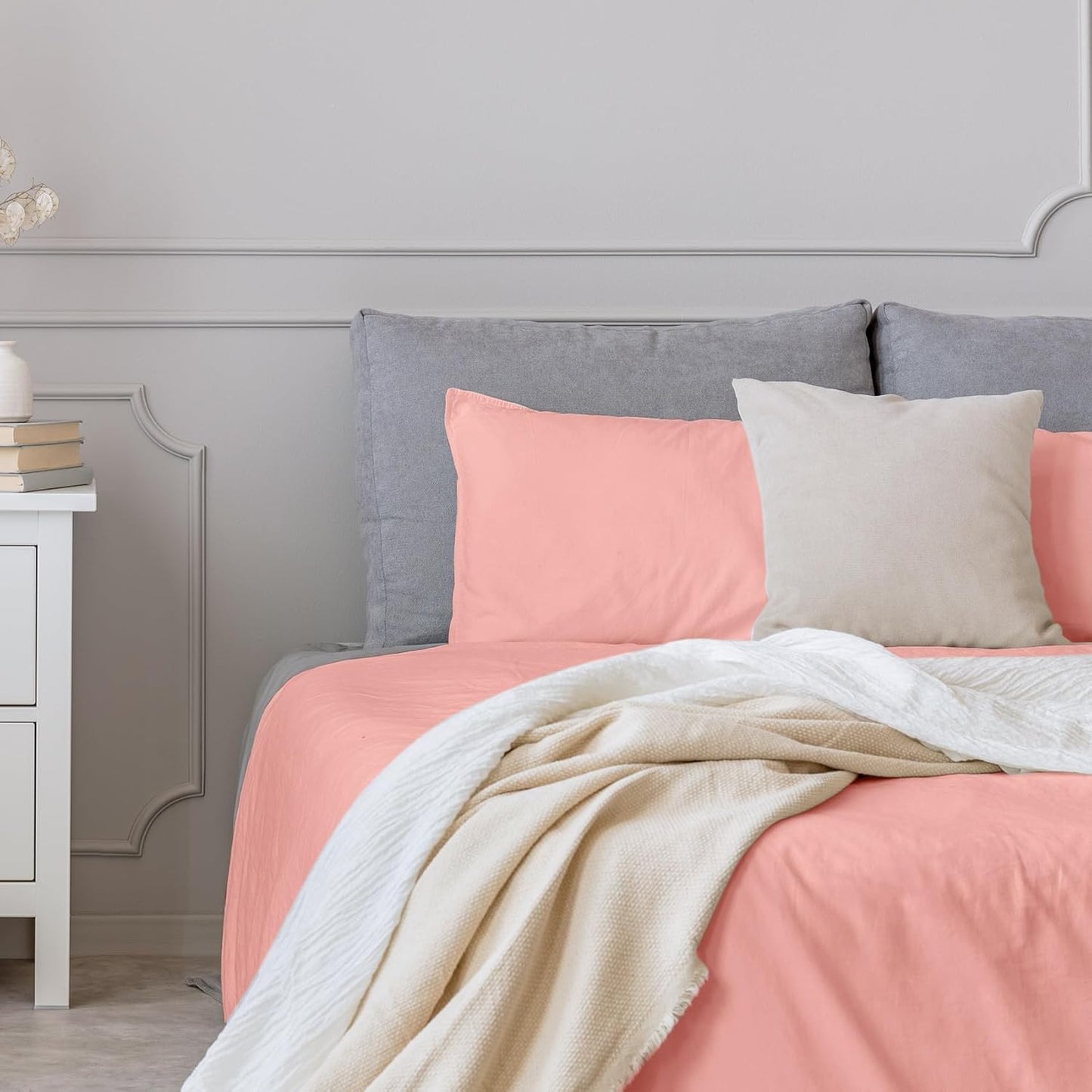 JOLLYVOGUE Queen Size Bed Sheet Set - 4 Piece Bed Sheets Set with Deep Pocket - Soft Breathable & Cooling - Resists Shrinkage & Fading Draps Queen - Easy Care (Dark Grey)