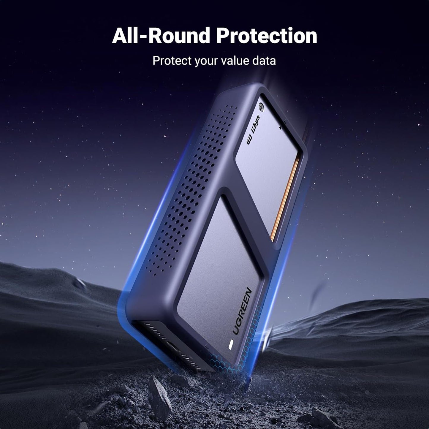 UGREEN 40Gbps M.2 NVMe Enclosure, USB4 NVMe SSD Enclosure with Cooling Fan, Aluminum M.2 to USB Adapter for M B+M Key SSD Size 2280 2260 2242 2230, Compatible with Thunderbolt 4 3 USB4 3.2 3.1