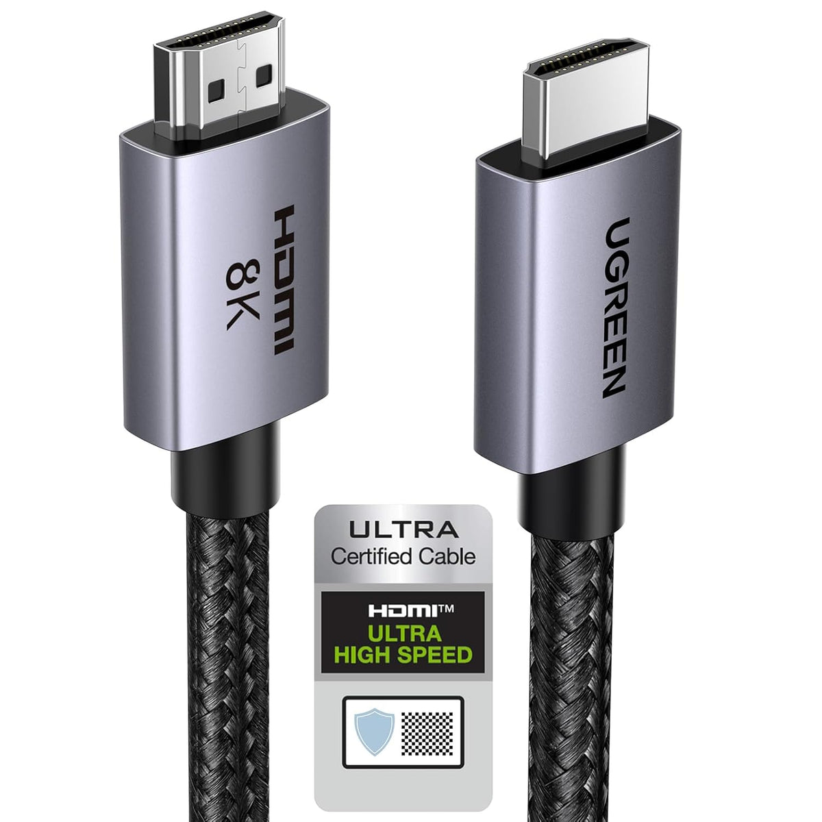 UGREEN 10K 8K HDMI 2.1 Cable 48Gbps 10FT, Certified 8K@60Hz 4K@120Hz 144Hz High Speed Gaming Cable Braided Cord, eARC HDCP 2.3 Dynamic HDR Compatible for HDTV/PS5/Xbox/SoundBar/RTX3090/Blu-ray