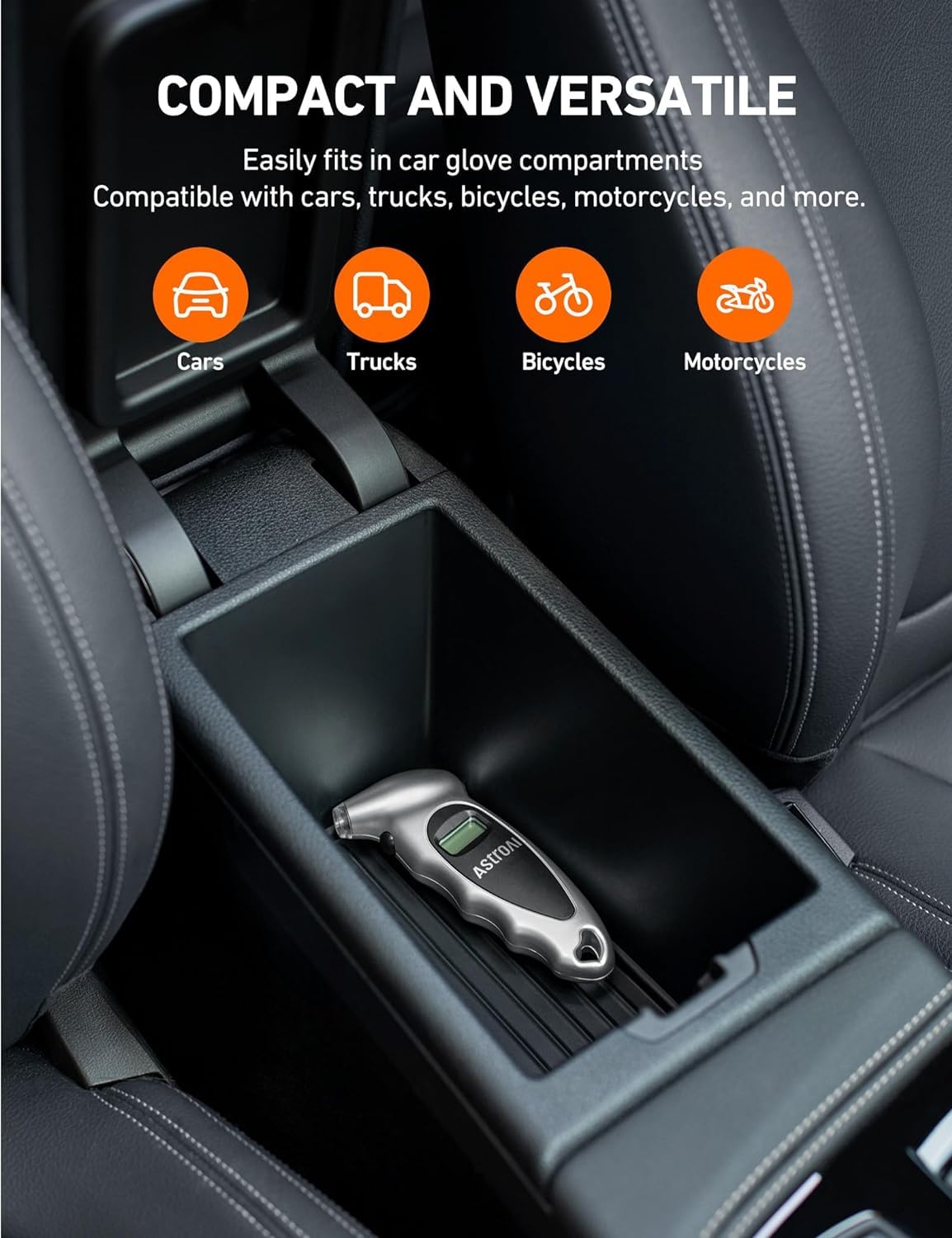 AstroAI Digital Tire Pressure Gauge with Replaceable AAA Batteries, 150 PSI 4 Settings Industrial Tire Gauge for Car Truck Bicycle Backlit LCD Non-Slip Grip Car Accessories(Black)