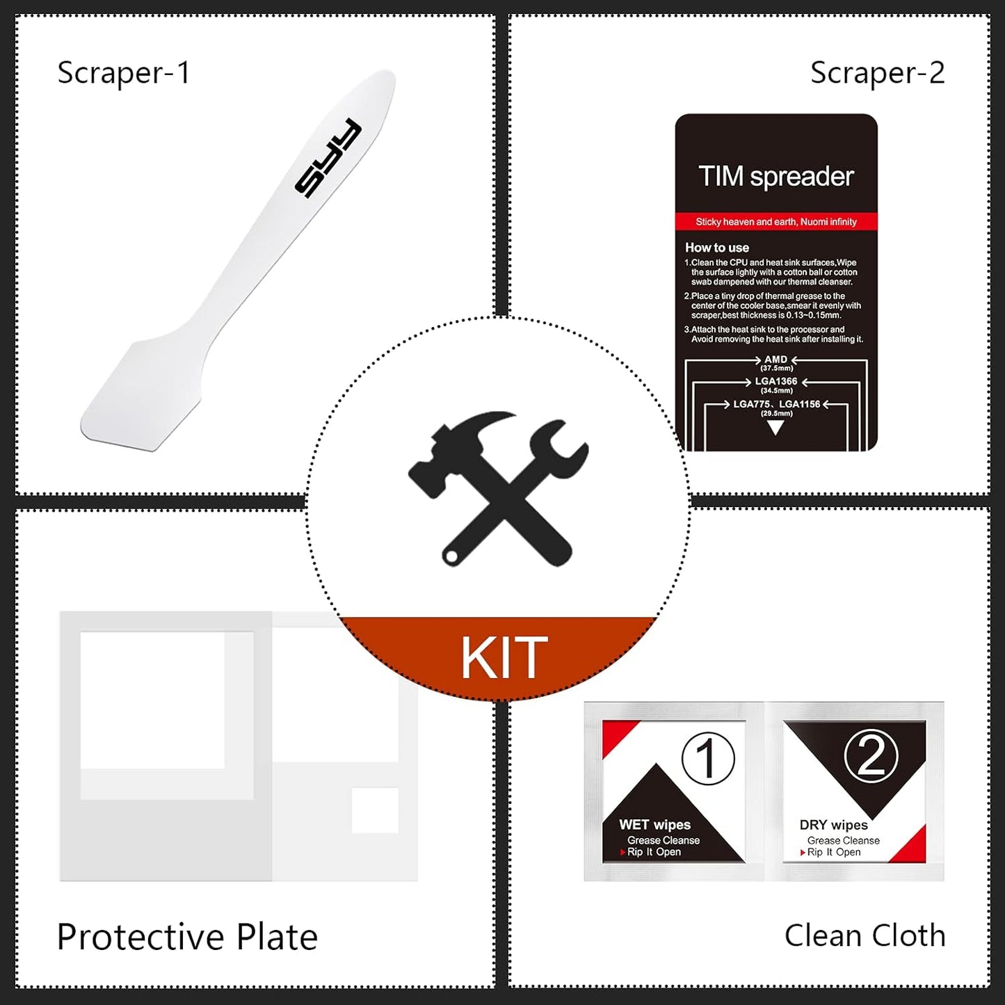 Thermal Paste, SYY 4G with Toolkit CPU Paste Thermal Compound Paste Heatsink for IC/Processor/CPU/All Coolers, Carbon Based High Performance, Thermal Interface Material