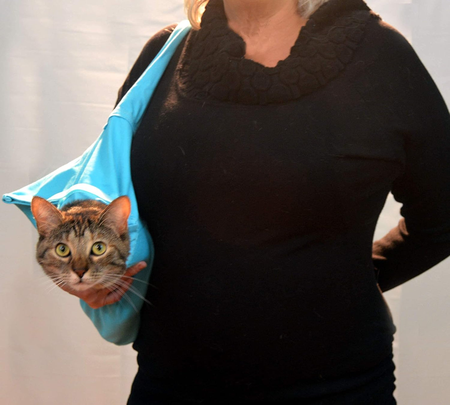 Cat-in-the-Bag Cozy Comfort Carrier - Small Caramel Pet Carrier for Cat and Cat Restraint for Medication Administration, Nail Clipping, Travel, Vet Visits, and Dental Care