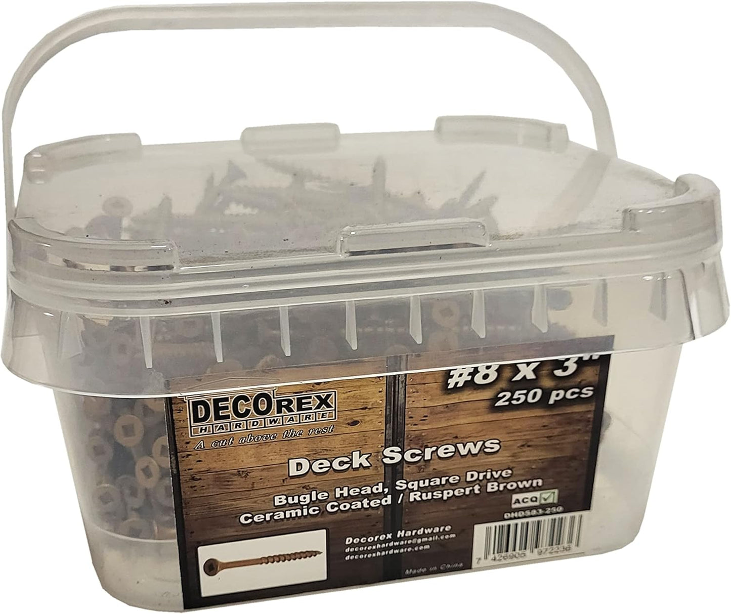 #8 x 3" Deck Screws | Square Drive | Bugle Head | Brown Ruspert | 100pcs Box
