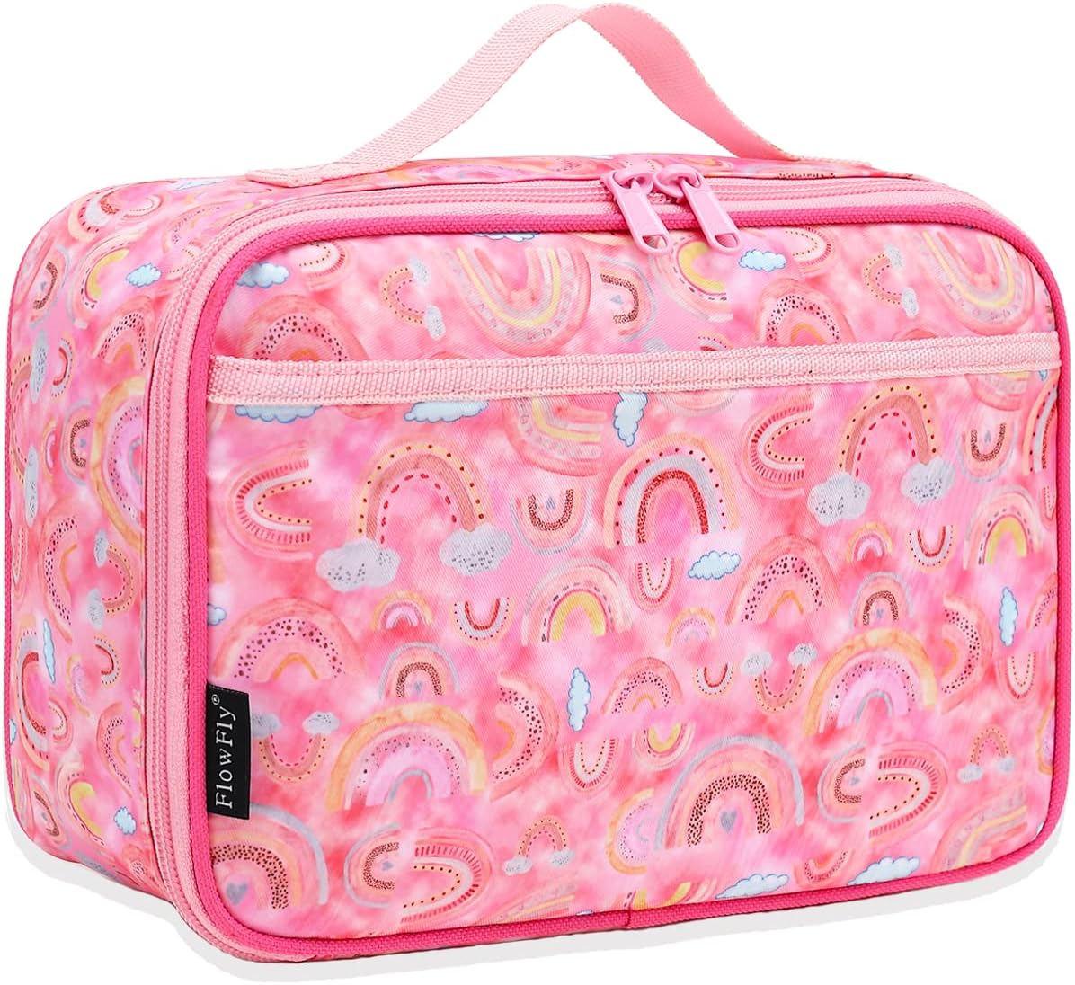 FlowFly Kids Lunch Box Insulated Soft Bag Mini Cooler Back to School Thermal Meal Tote Kit for Girls, Boys, Black