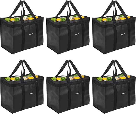Homemell Heavy Duty Reusable Grocery Bags, Large Collapsible Tote Holds 100 LBS, Extra-Strength Premium Material