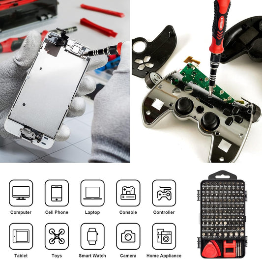 124-Piece Precision Screwdriver Set with Magnetic Bits, Small Repair Tool Kit for Laptop, Phone, Tablet, Computer, Electronics, Glasses, and Watch Repair