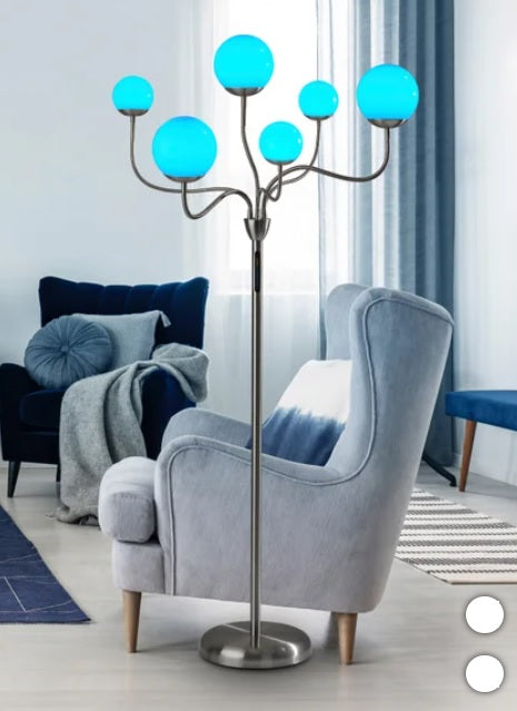 Phoebe LED Floor Lamp, Brushed Steel