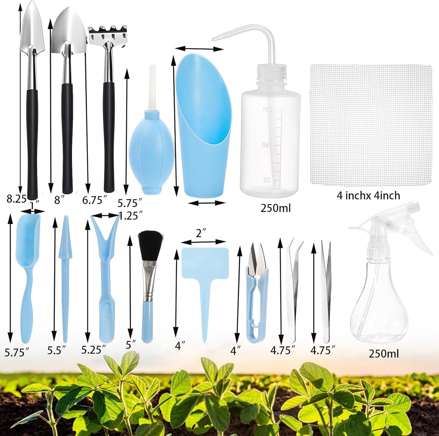 TOPZEA 23 Pack Succulent Tool Set, 2 Pack 39.4" Plant Repotting Mat Indoor Transplanting Tool Supplies Miniature Bonsai Hand Tool Kit with Plant Potting Mat, Garden Mini Gardening Tools for Plant Care