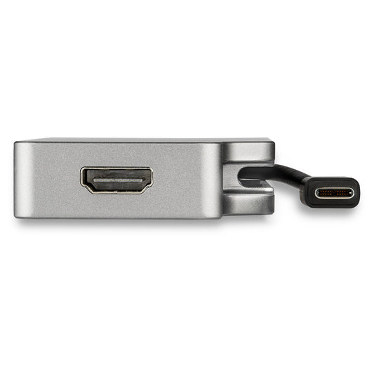 USB C Multiport Video Adapter w/ HDMI, VGA, Mini DisplayPort or DVI - USB Type C Monitor Adapter to HDMI 2.0 or mDP 1.2 (4K 60Hz) - VGA or DVI (1080p) - Space Gray Aluminum - PuriLite