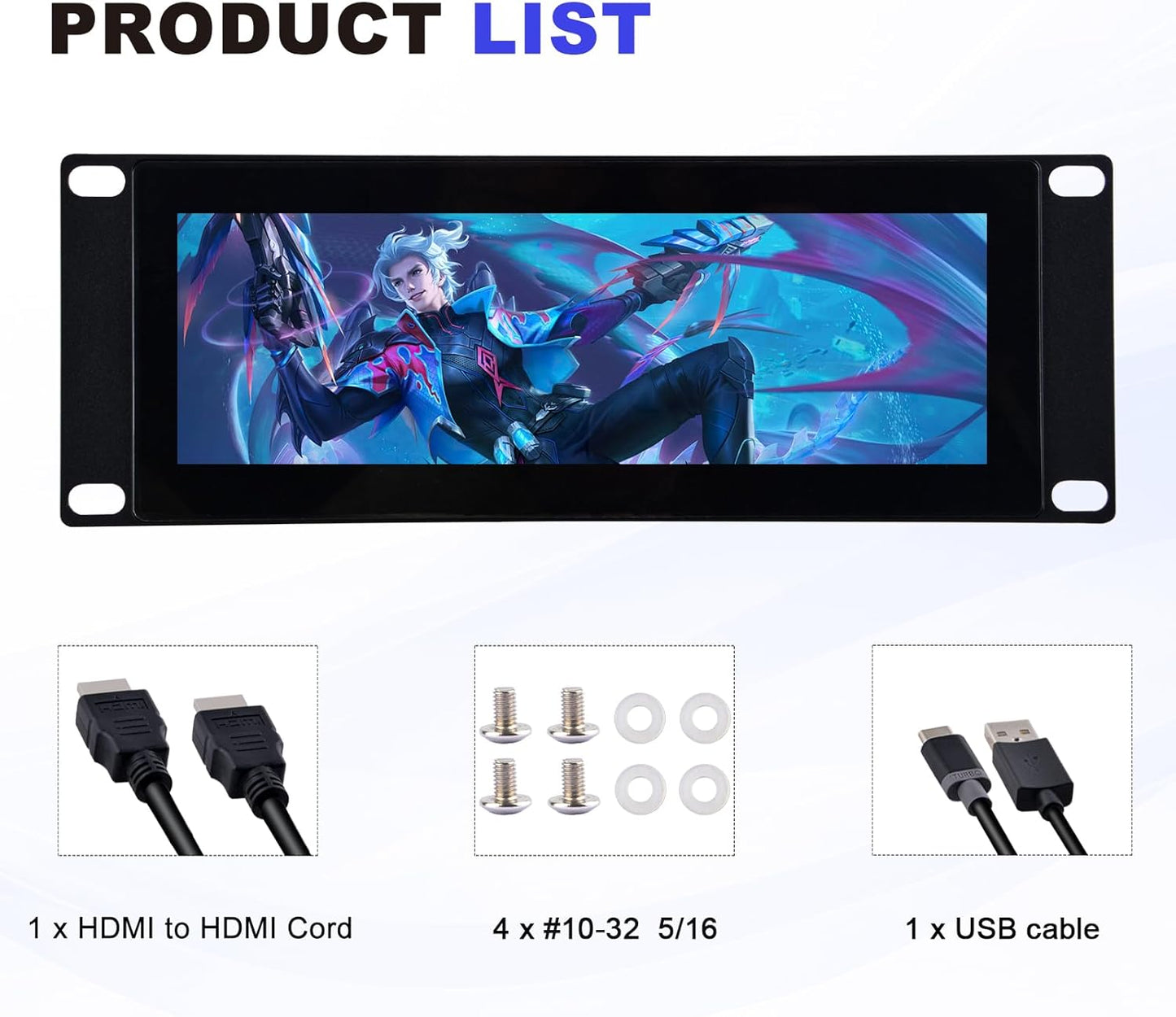 GeeekPi 7.84-Inch 1280x400 LCD Touch Screen 2U Rack-Mount Monitor for DeskPi RackMate T0/T1/T2 Server Cabinet