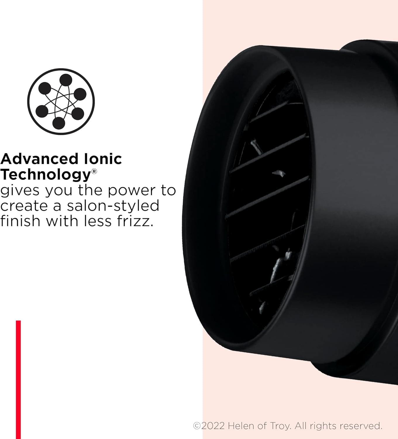 Revlon RV544FBLK Advanced Ionic Technology™ Hair Dryer with Diffuser, Powerful, Ionic Hair Dryer with Concentrator, Quick Dry, Lightweight, 2 Heat/ Speed Settings, Less Frizz, Shiny and Smooth Hair, Black