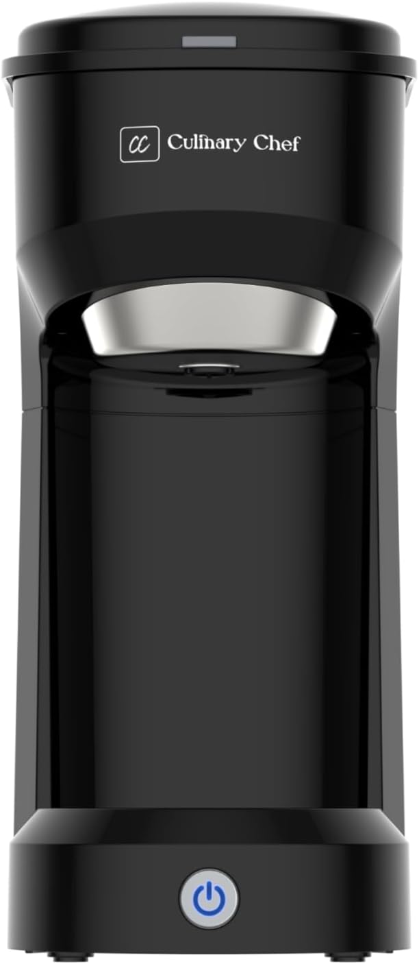 CULINARY CHEF Retro Single Serve Maker, Brewer for Ground Coffee, 300 milliliters, BLACK