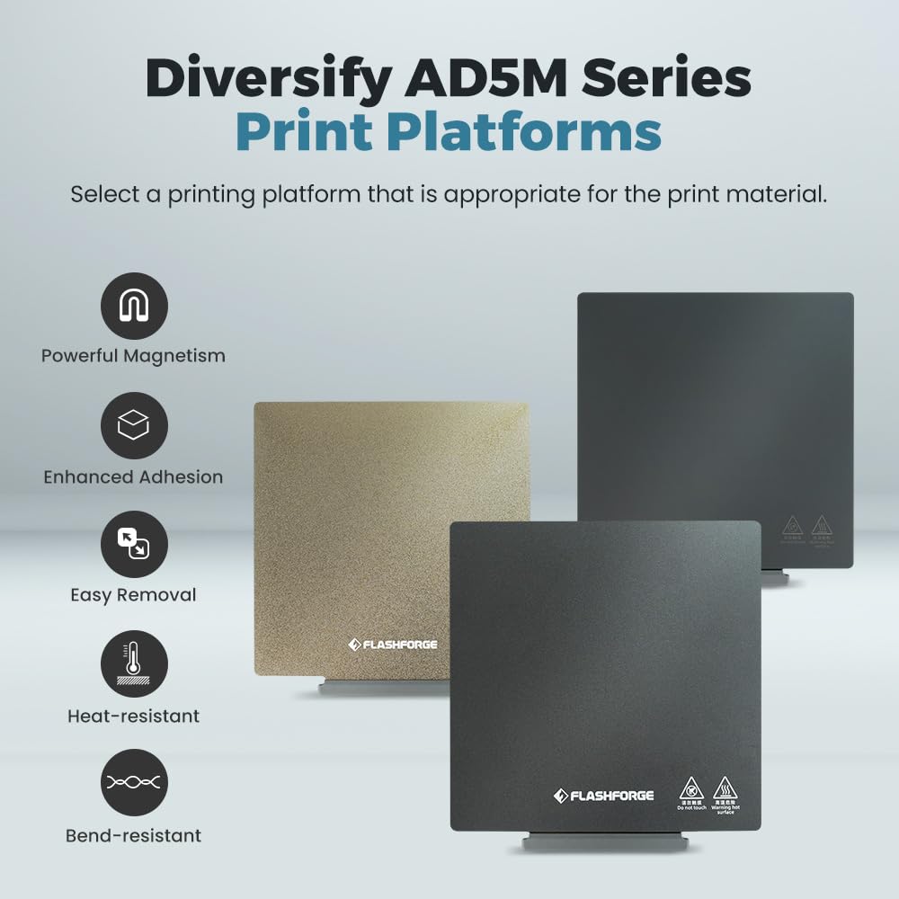 FLASHFORGE Adventurer 5M 3D Printer PEI Painting Sheet, Original Magnetic Flexible Dual-Texture PEI Coating Plate for PLA/PETG/TPU/PLA-CF/PETG-CF Printing