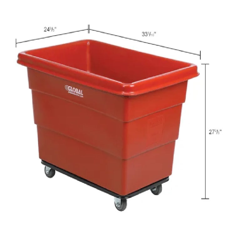 Global Industrial™ Plastic Bulk Box Truck, 8 Bushel, Steel Chassis Base, Red