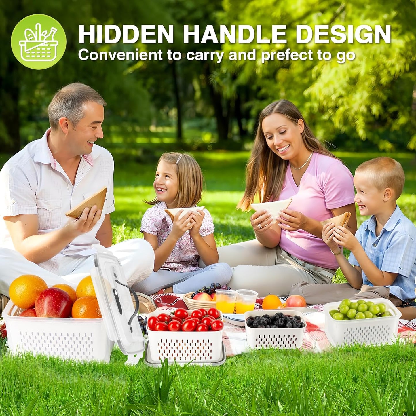 4 PC Large Fresh Fruit Containers for Fridge,Luxear Fridge Container Set BPA Free,Dishwasher & Microwave Safe Produce Keeper Fresh Box for Refrigerator,Stackable Clear Frigerator Organizer for Kitchen