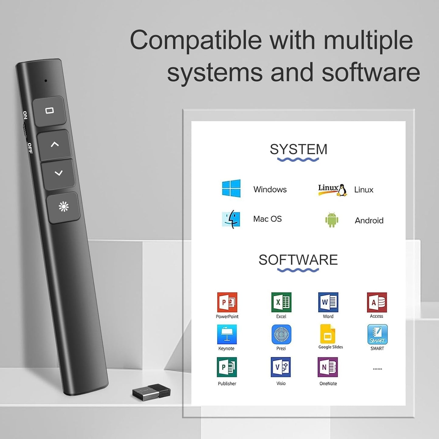 JNGKE Presentation Clicker, Hyperlink Volume Control Wireless Presenter Remote Control, 50M Long Contol Range Slideshow PowerPoint Clicker for PPT/Keynote/Classroom/Mac/Windows/Linux/Google Slide