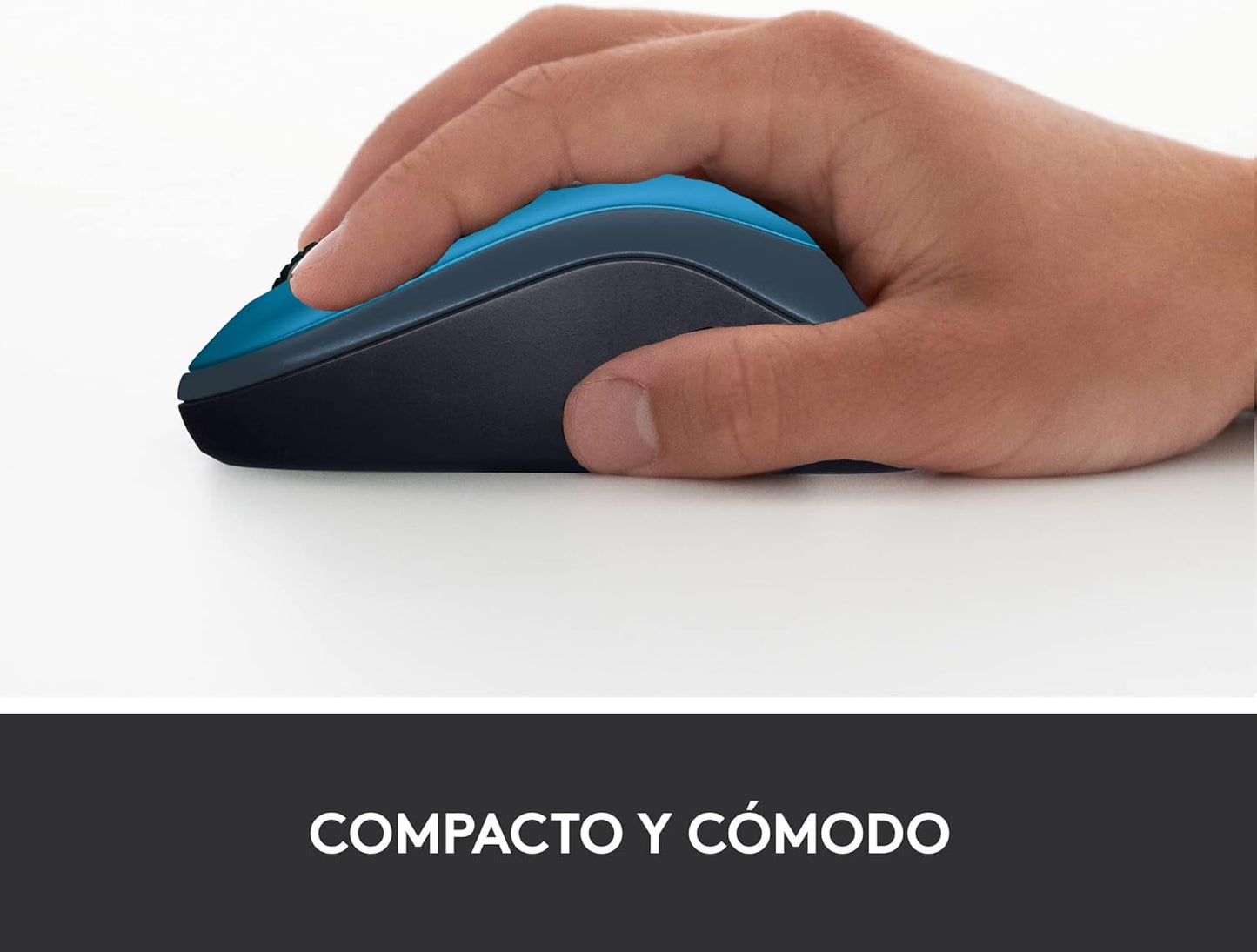 Logitech M185 Wireless Mouse, 2.4GHz with USB Mini Receiver, 12-Month Battery Life, 1000 DPI Optical Tracking, Ambidextrous, Compatible with PC, Mac, Laptop - Blue