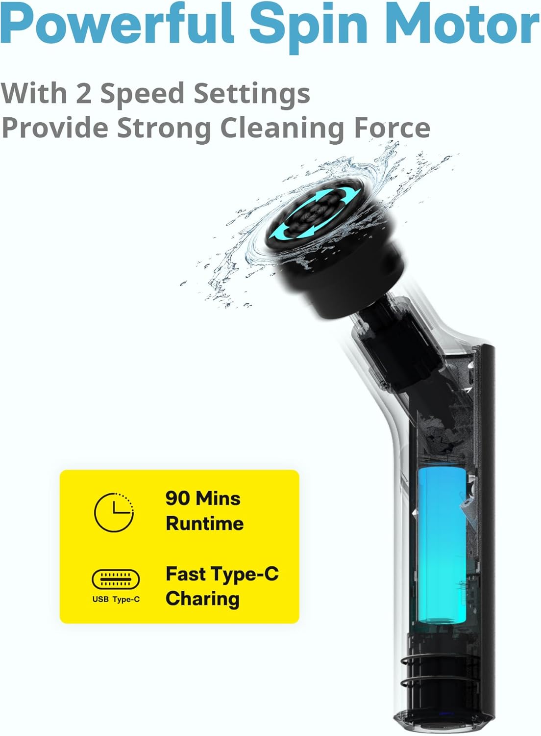 HOTO Electric Spin Scrubber, Rechargeable Shower Scrubber with 6 Brush Heads & Extension Pole, Cordless Power Cleaning Brush, Dual Speed, IPX7 Waterproof, Ideal for Bathroom/Kitchen/Tile/Floor/Wall