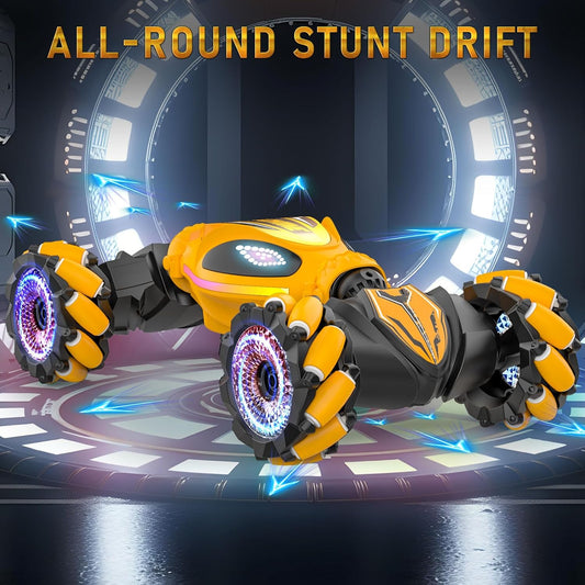 SAUFTTI Remote Control Car, Gesture Sensor RC Stunt Cars Toys for Boys Age 6 7 8 9 10 11 12+ Years Old, 2.4GHz 4WD RC 360° Flips Off Road Vehicle Toy with Lights/Music, Gifts for Kids Girls