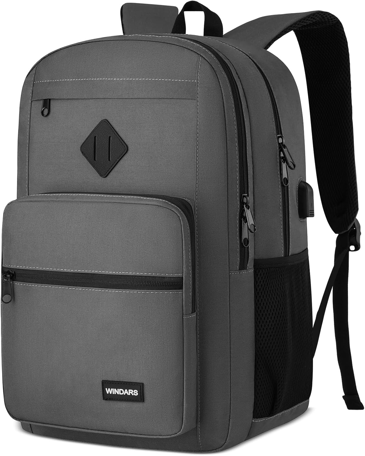 Black Backpack for Men Women, Durable Casual School Backpacks Teens Boys and Girls Classic 15.6 Inch Laptop Bookbag with USB Charger for College High School Work Travel