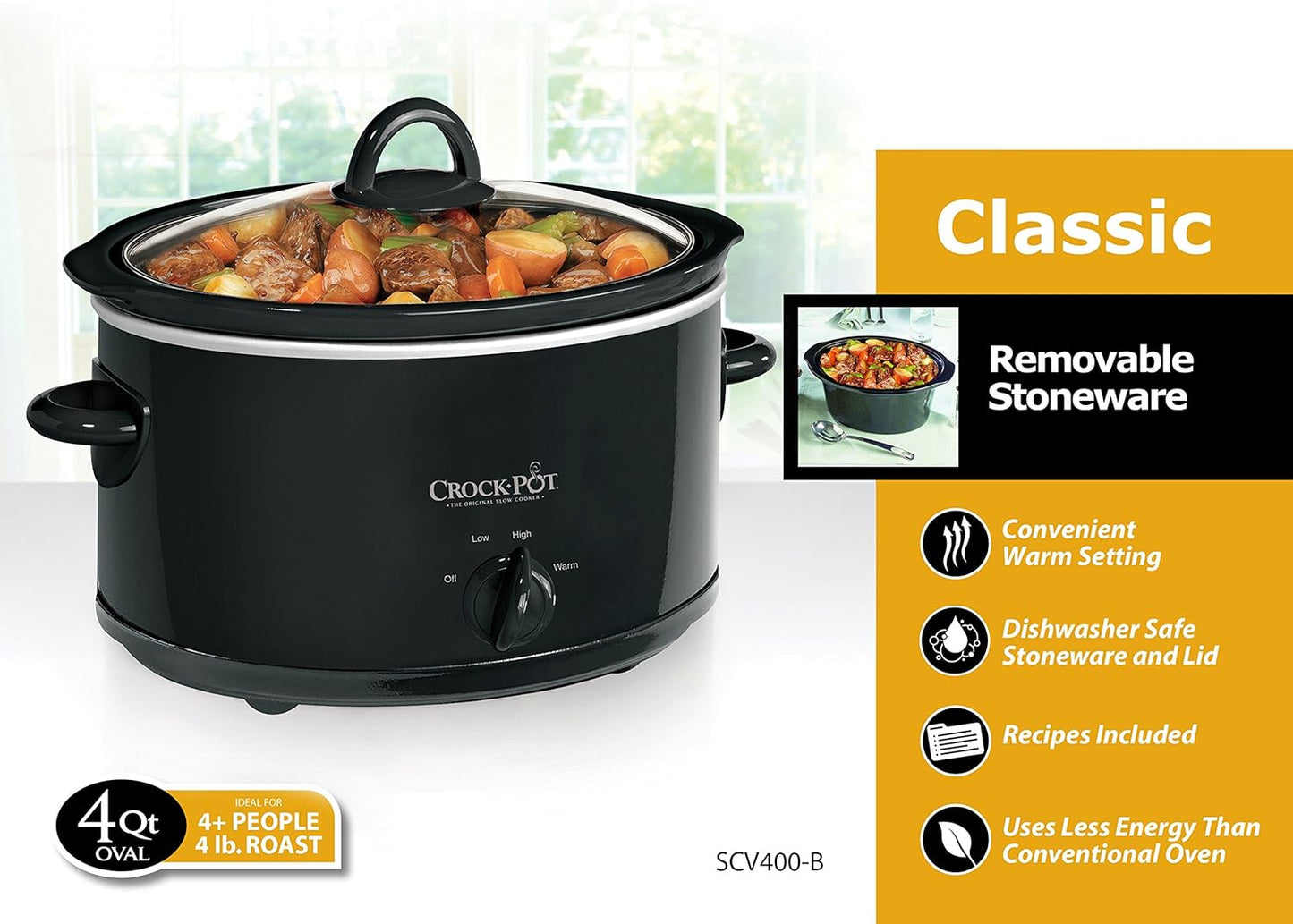 Crock-Pot 7-Quart Oval Manual Slow Cooker | Stainless Steel (SCV700-S-BR)