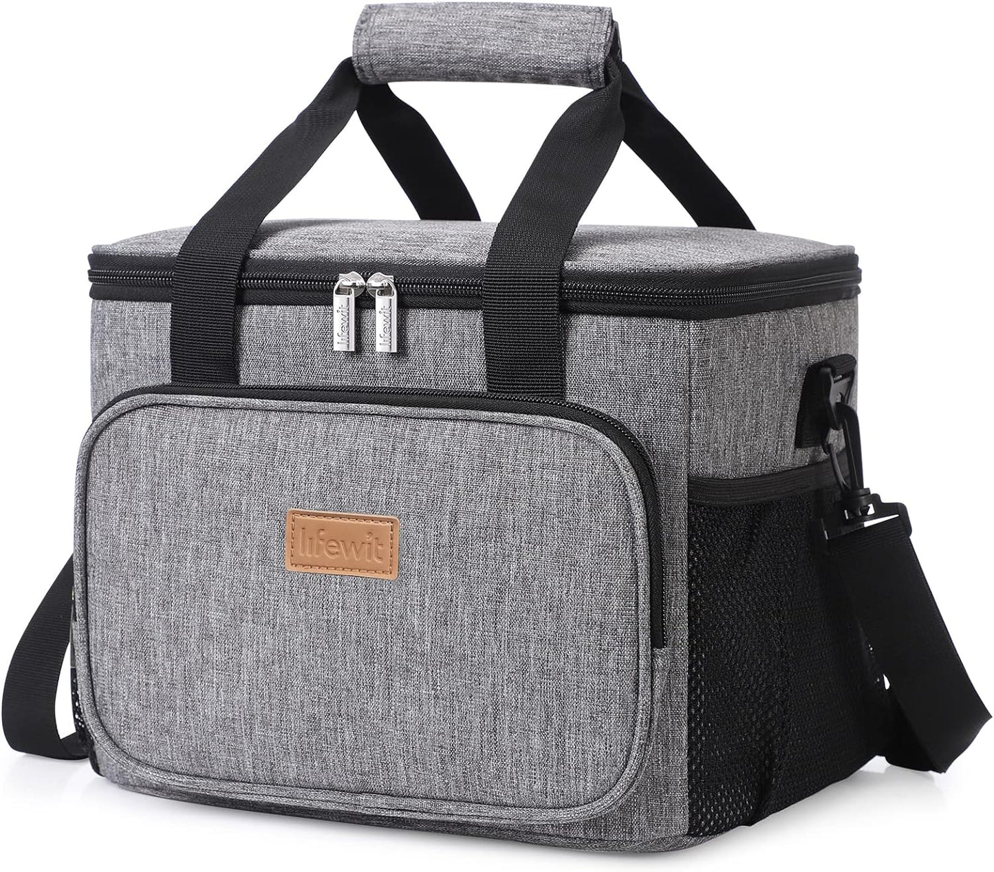 Lifewit Lunch Bag for Men, Insulated Lunch Box Leakproof Soft Cooler Cooling Tote for Adult Women, Waterproof Reusable Lunch Bags for Work Office Outdoor Picnic Camping, Black, 12-Can (9L)