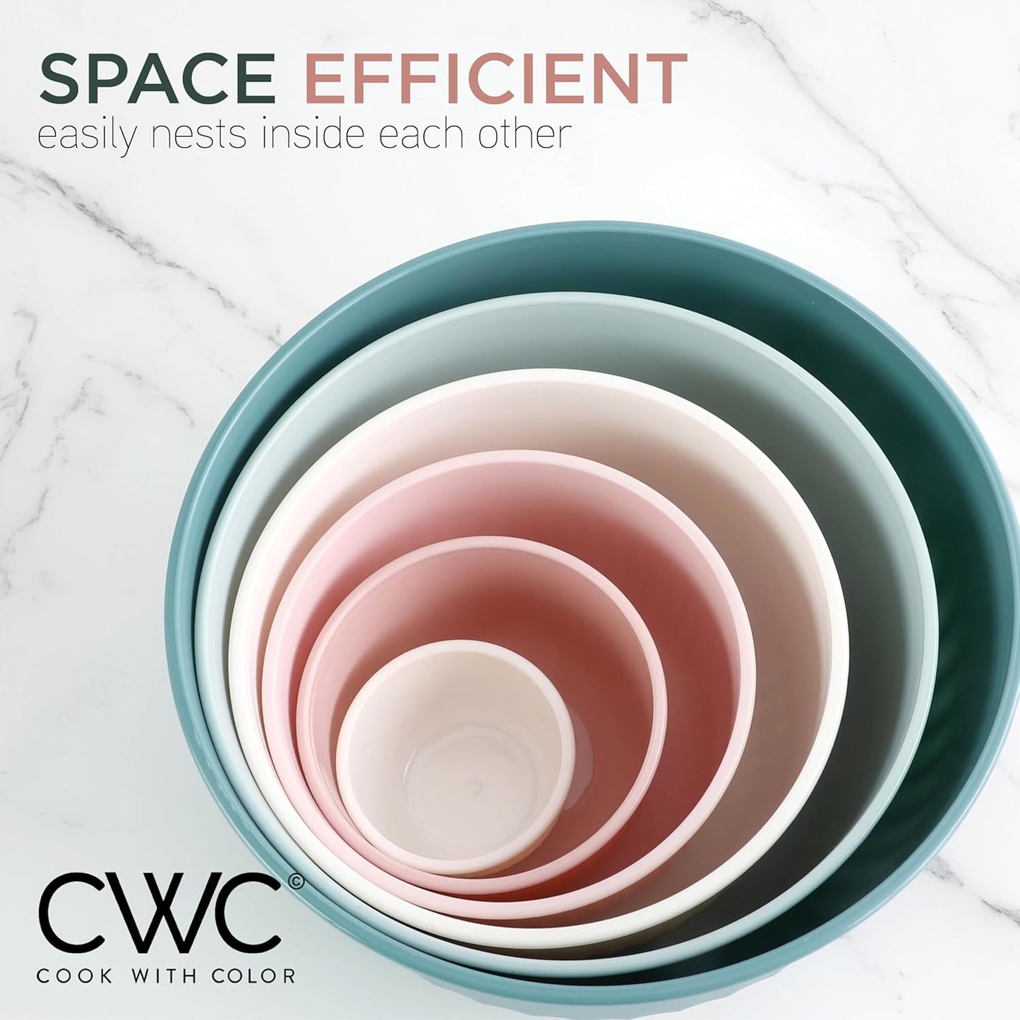 COOK WITH COLOR Prep Bowls with Lids- 8 Piece Nesting Plastic Small Mixing Bowl Set with Lids (Teal Ombre)