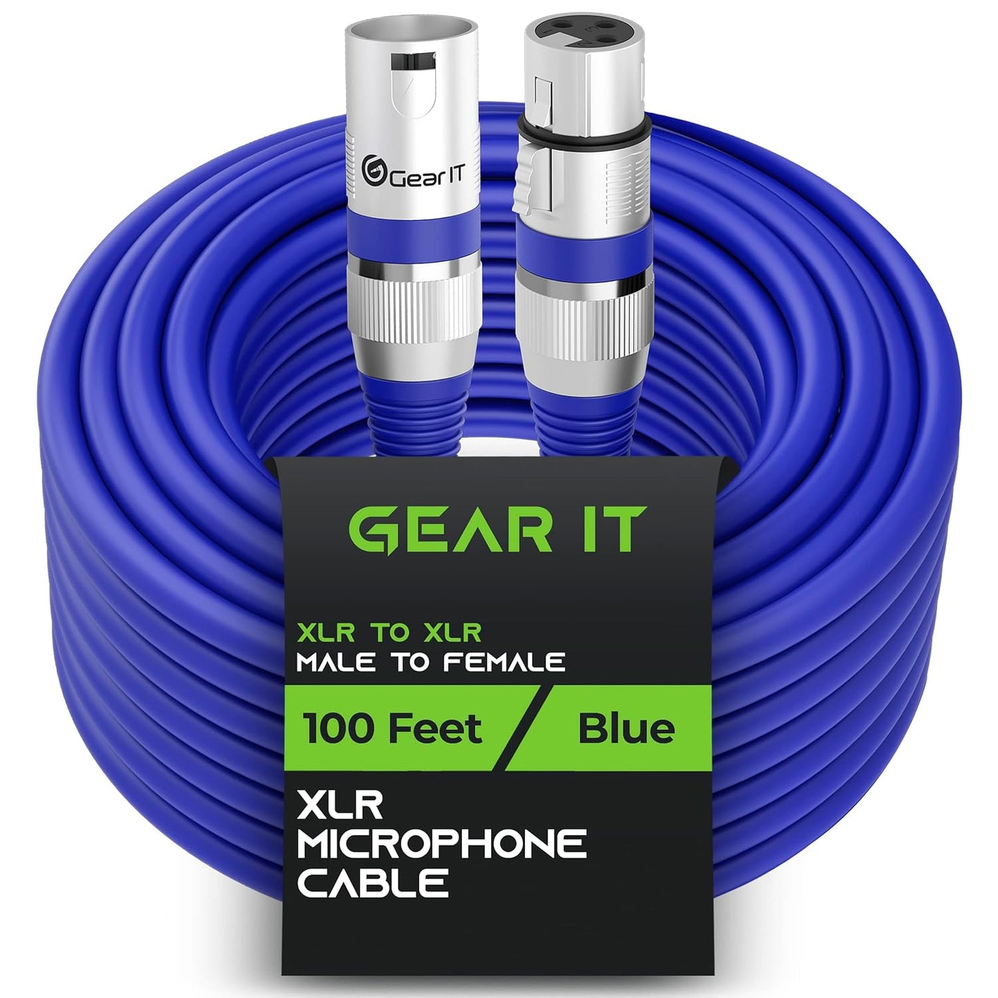 GEARit XLR Male to Female Microphone Cable (10 Feet, 6-Pack) 3-Pin Balanced Shielded Mixer, Recording Studio, Podcast - Black