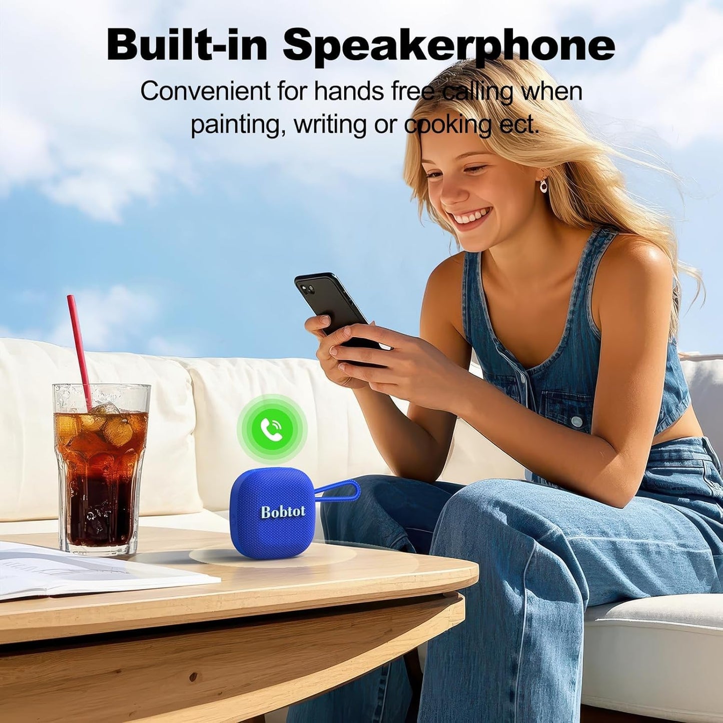 Bobtot Portable Bluetooth Speakers Wireless - IPX7 Waterproof Mini Shower Speaker with 16 Hours Playtime, Loud Stereo Sound, Rich Bass, TWS, Built-in Mic, Small Size for Travel Sport, Green
