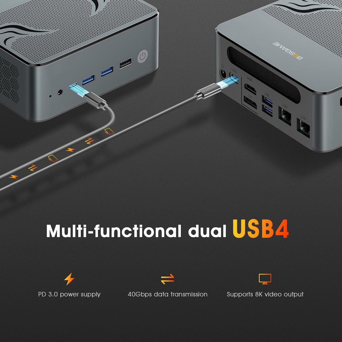 BOSGAME P4 Plus Mini PC Desktop Computers, AMD Ryzen 7 5825U (up to 4.5GHz), 32GB DDR4, 1TB PCIe SSD, Dual LAN 2.5G & Wi-Fi 6E & BT5.2, 4K Triple Display, Compact Silent PC for Gaming, Office, Design