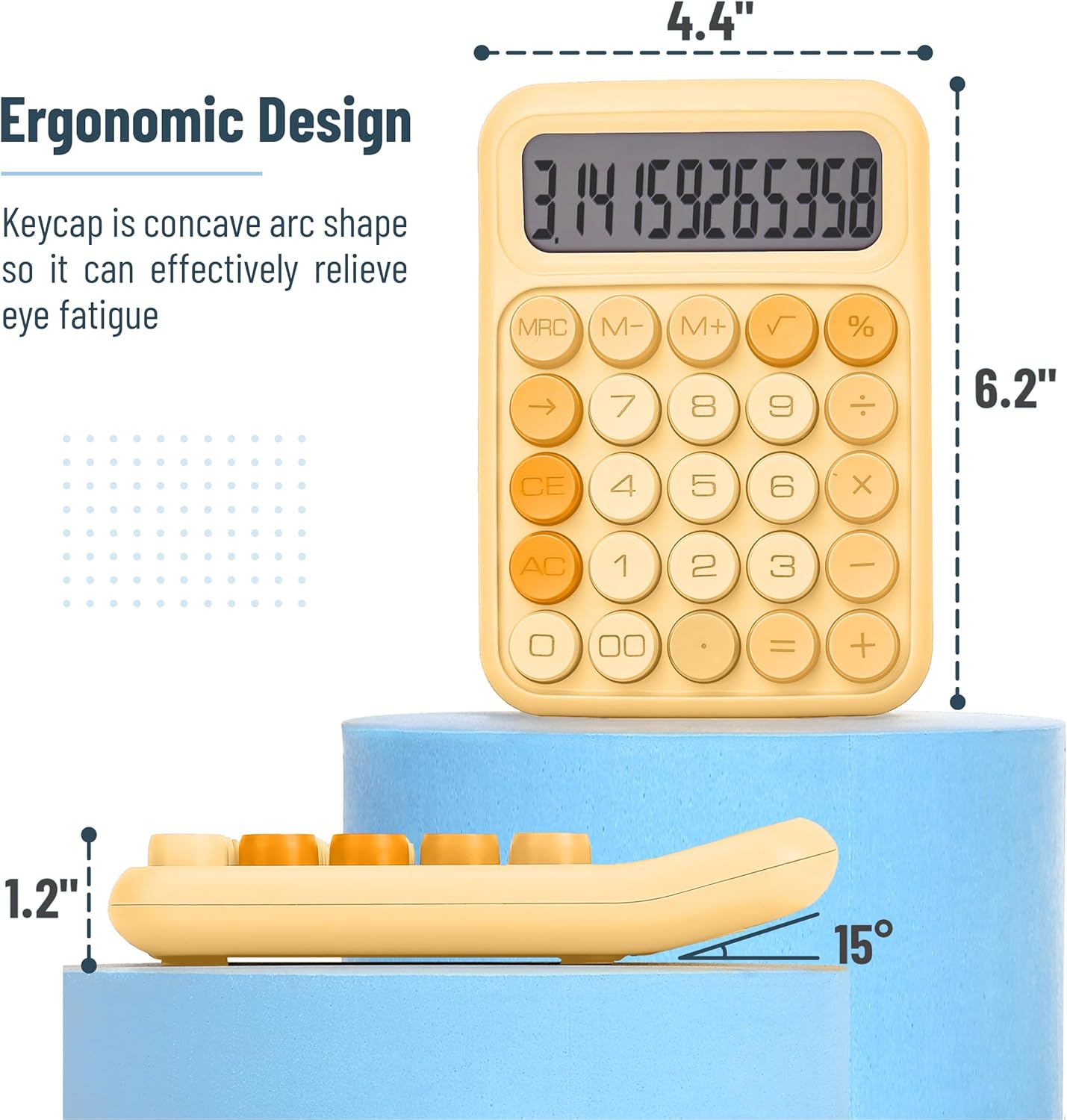 Mr. Pen- Mechanical Switch Calculator, 12 Digits, Large LCD Display, Orange With Big Buttons, Desktop, Cute and Aesthetic Design