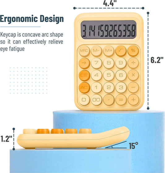 Mr. Pen- Mechanical Switch Calculator, 12 Digits, Large LCD Display, Orange With Big Buttons, Desktop, Cute and Aesthetic Design - PuriLite