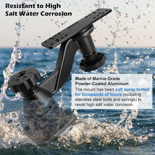 WINDFRD Aluminium Fish Finder & Chartplotter Mount, Reinforced Horizontal Swing Arm Marine Electronic Mount for 5" to 12" Screens, Compatible with Garmin, Lowrance, Humminbird and More Depth Finder - PuriLite
